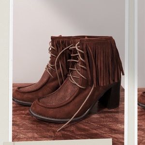 Vanessa Wu Suede Fringe Booties - Anthropologie